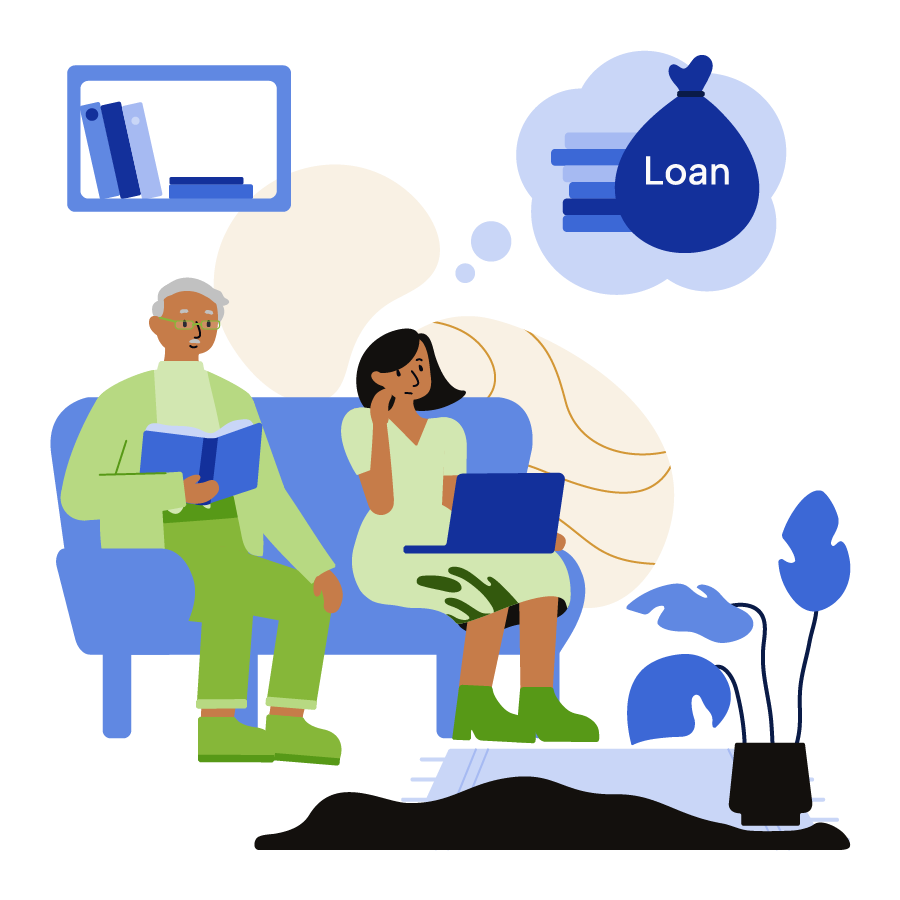 A woman thinking of loans.