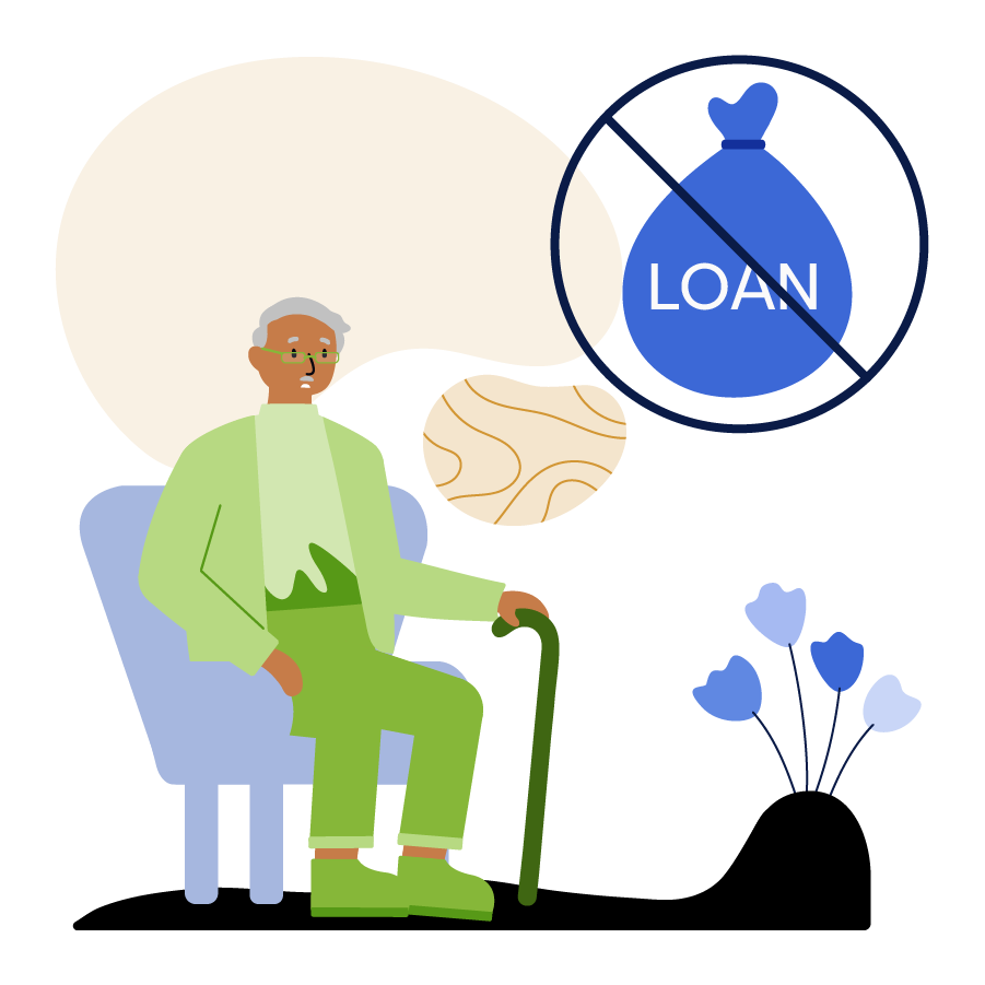 A man looking at a declined loan.