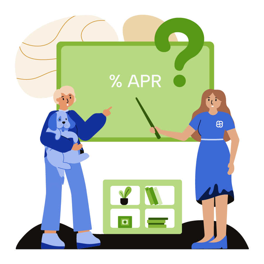 An advisor explaining APR to a customer.