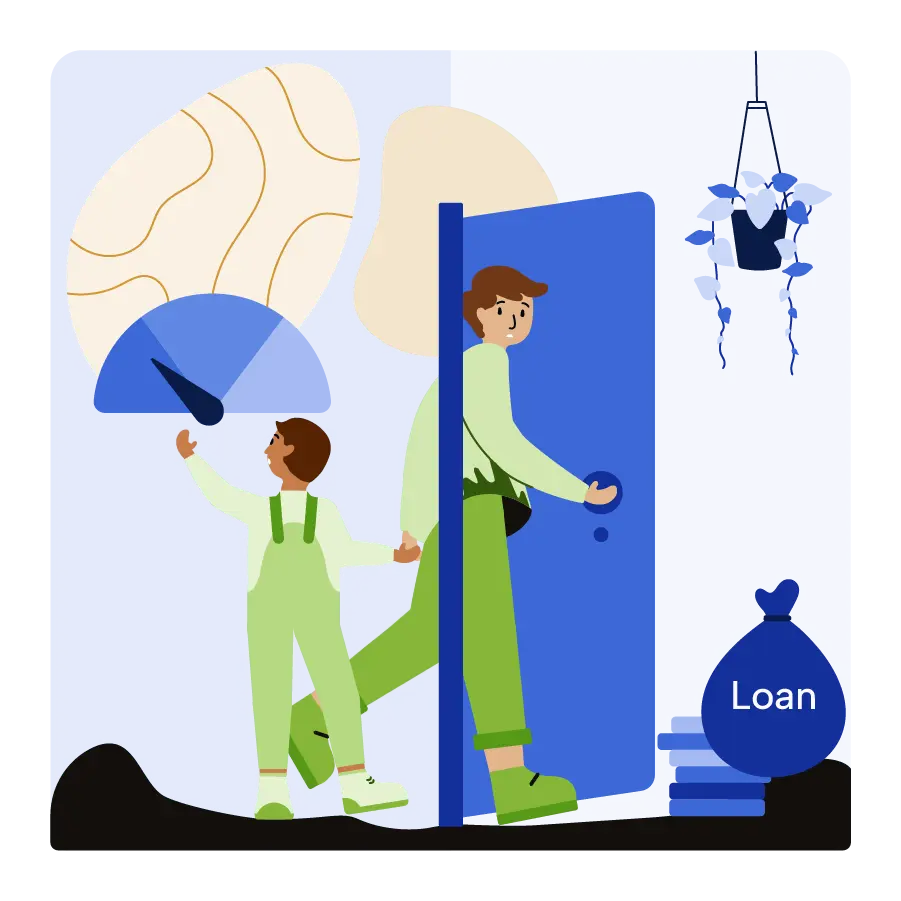 A man walking through a door.